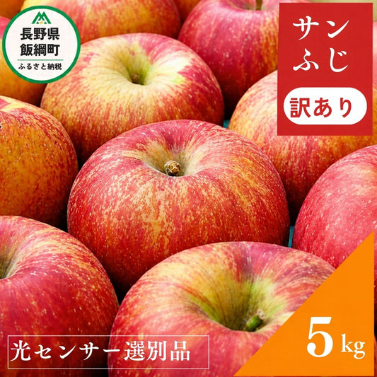 【感謝りんご】  サンふじ 5kg 訳あり 光センサー選別品 交換保証 ながの農業協同組合 2026年12月上旬より順次発送予定 令和8年度収穫分
